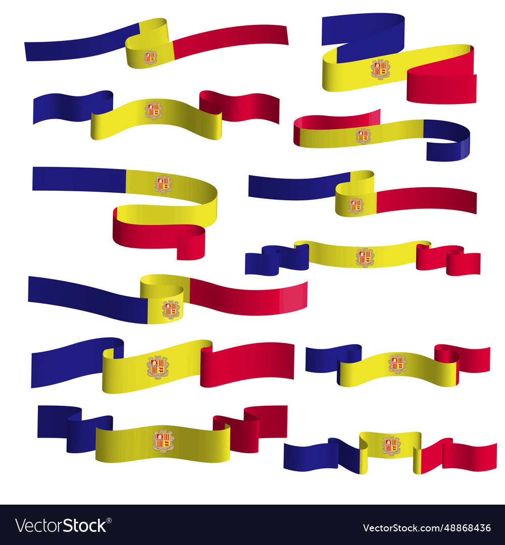Andorra ribbon flag element bundle set