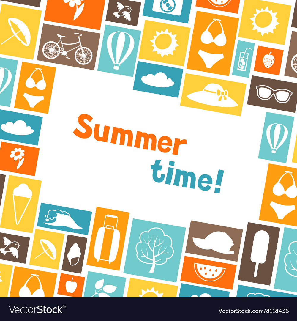Background with stylized summer objects design