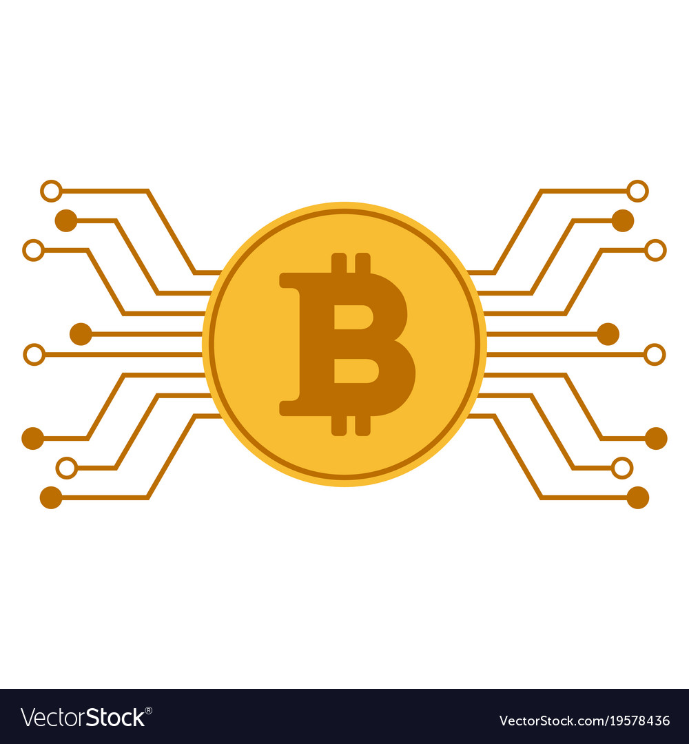 Bitcoin circuit links flat icon