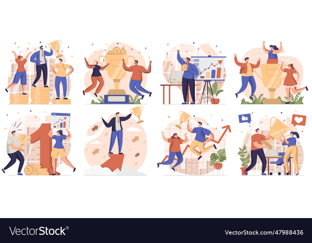 Business award collection of scenes isolated