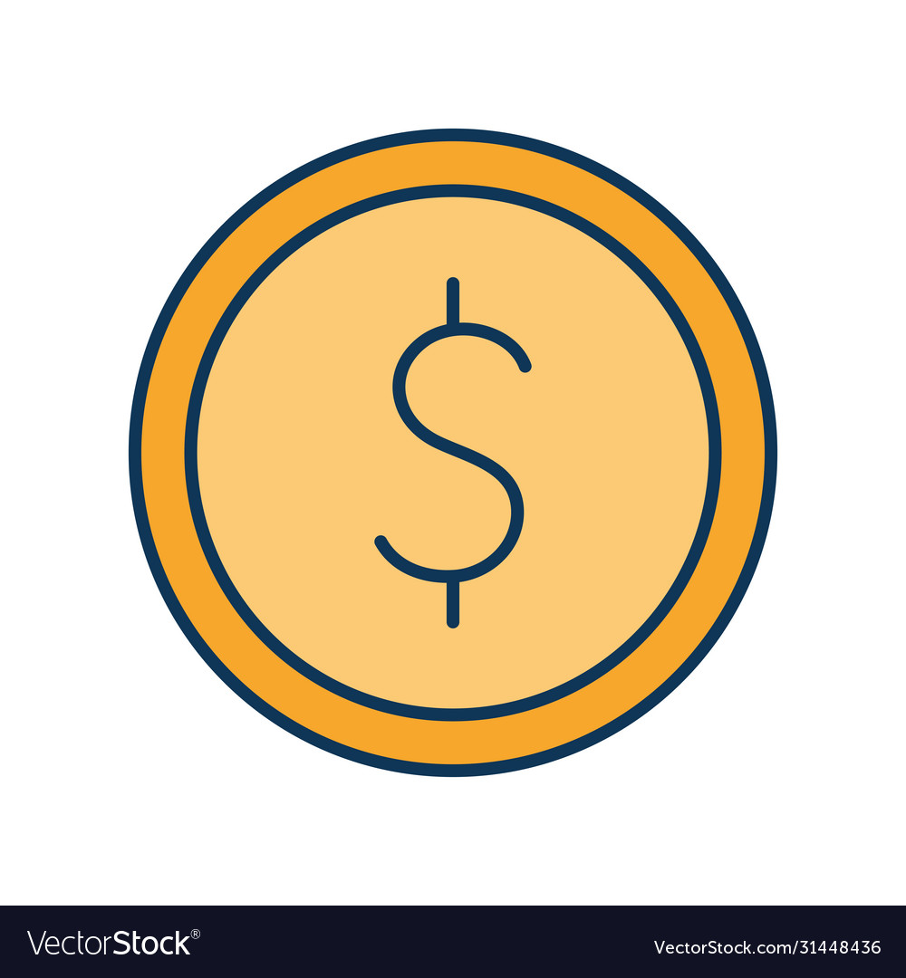 Coin line and fill style icon design
