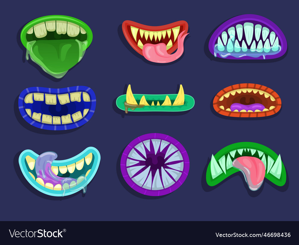 Colorful monster mouth cartoon