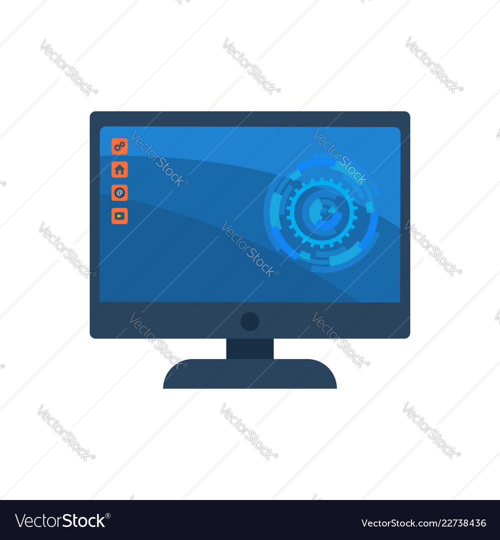 Desktop computer screen with colorful icons vector image Desktop computer screen with colorful icons