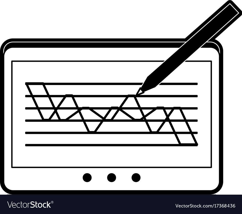 Graph chart on tablet screen icon image