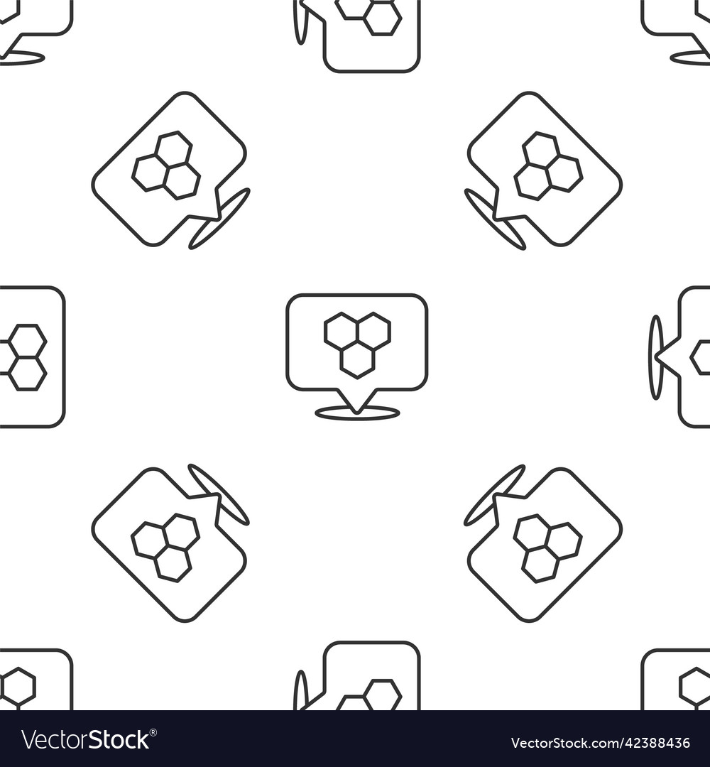 Grey line honeycomb bee location map pin pointer vector image Grey line honeycomb bee location map pin pointer