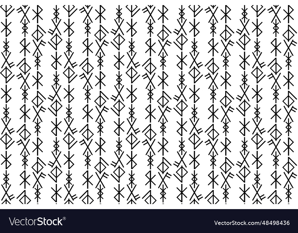 Line of the rune character pattern on white vector image Line of the rune character pattern on white