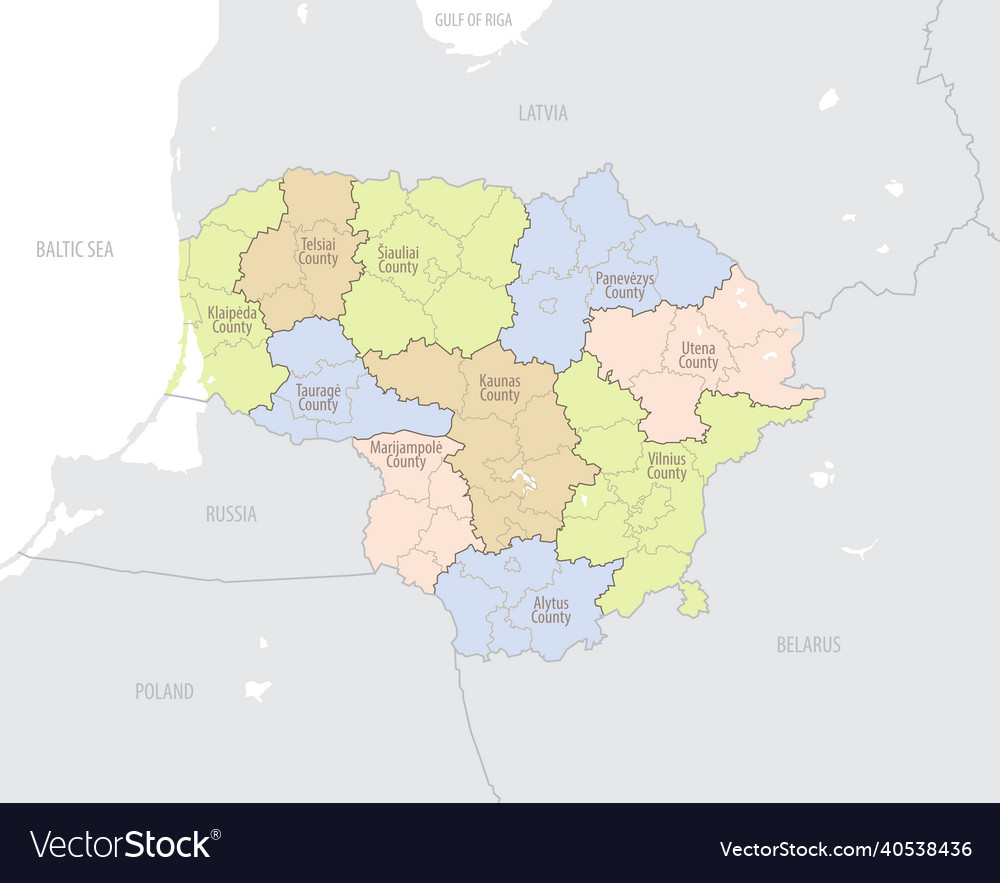 Lithuania map with administrative divisions