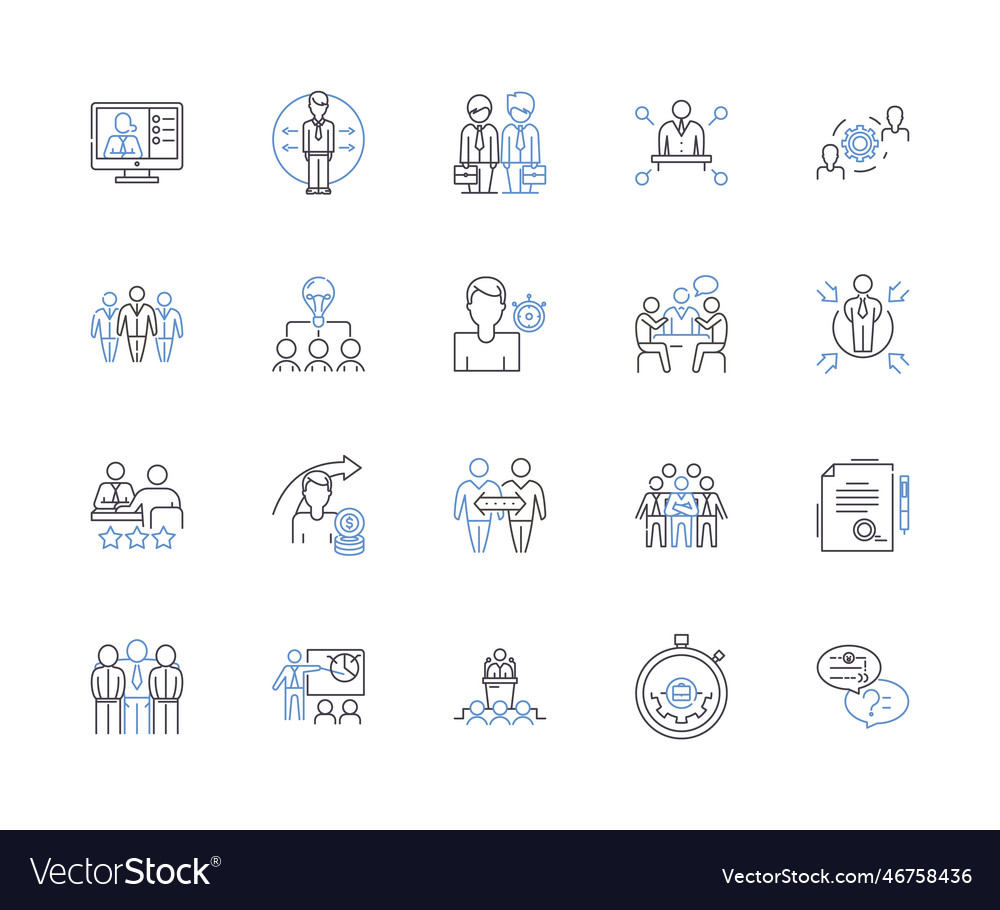 Management workflow outline icons collection