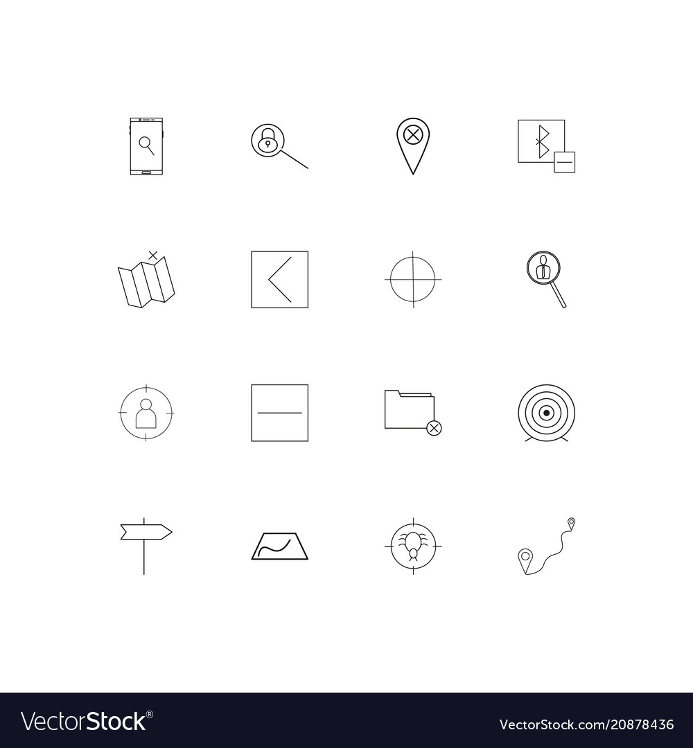 Maps and navigation linear thin icons set
