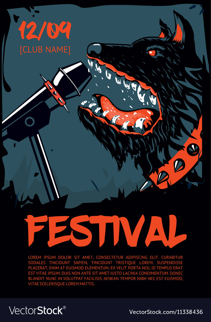 music poster template for rock concert dog with vector image