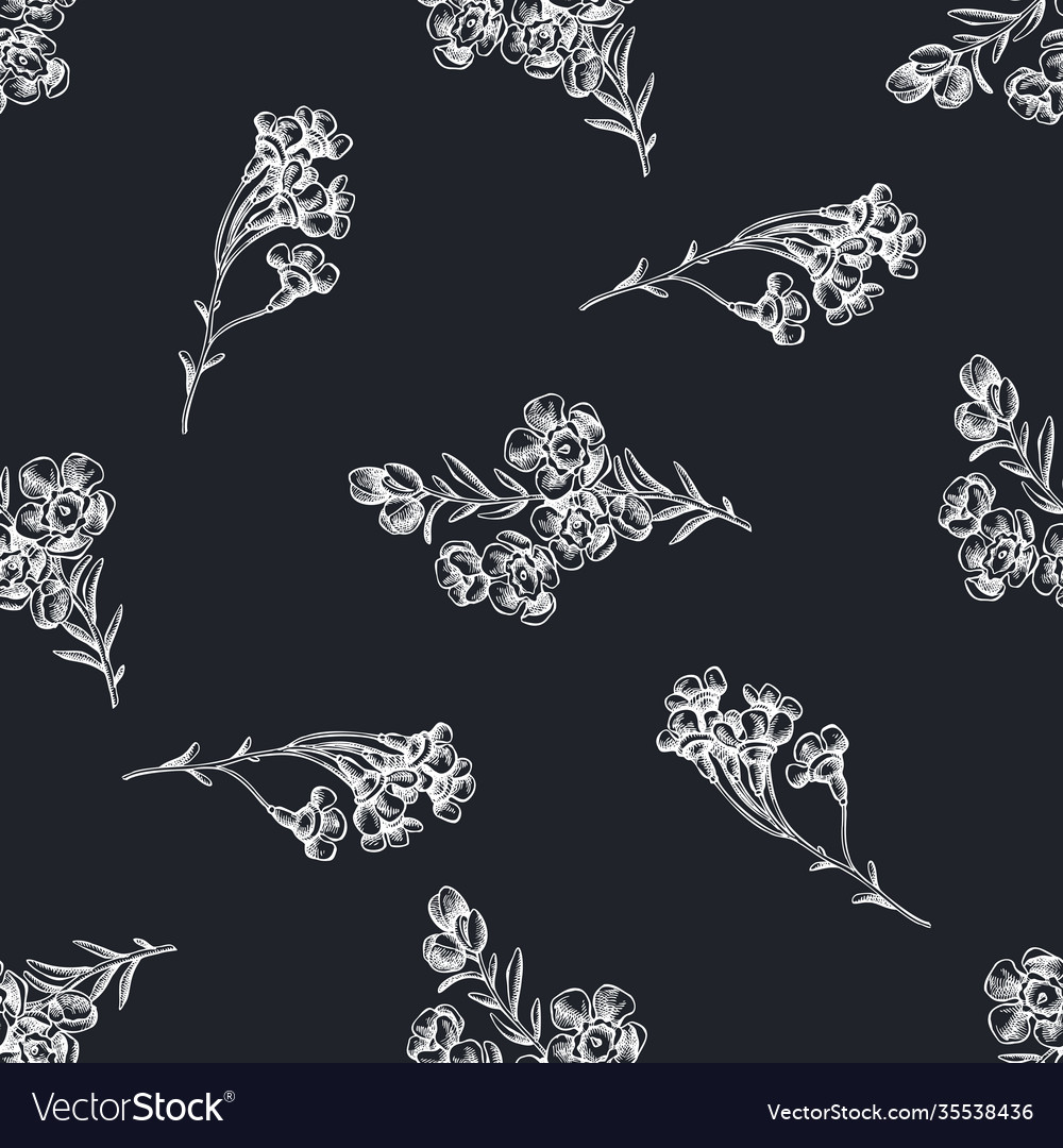 Seamless pattern with hand drawn chalk wax flower