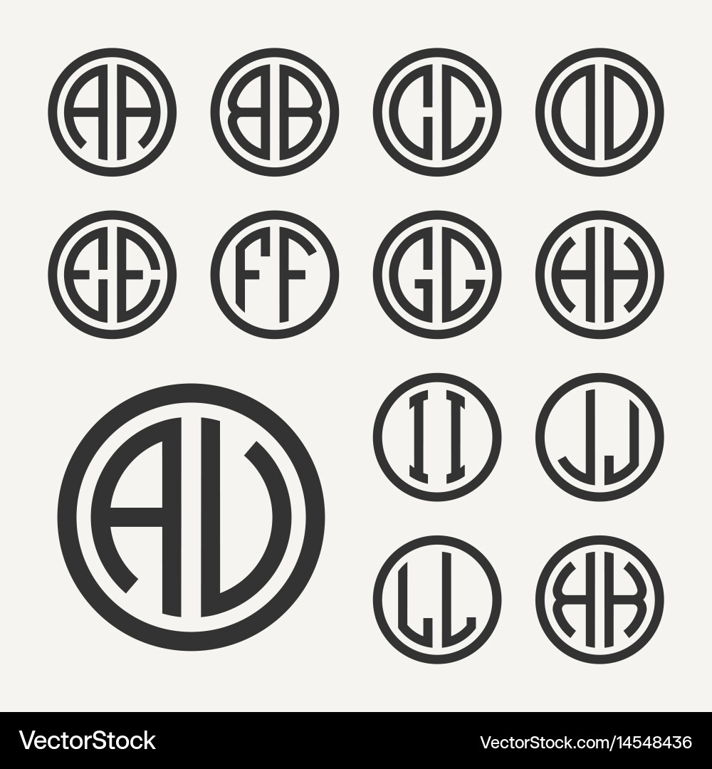 Set 1 templates from two capital letters Vector Image