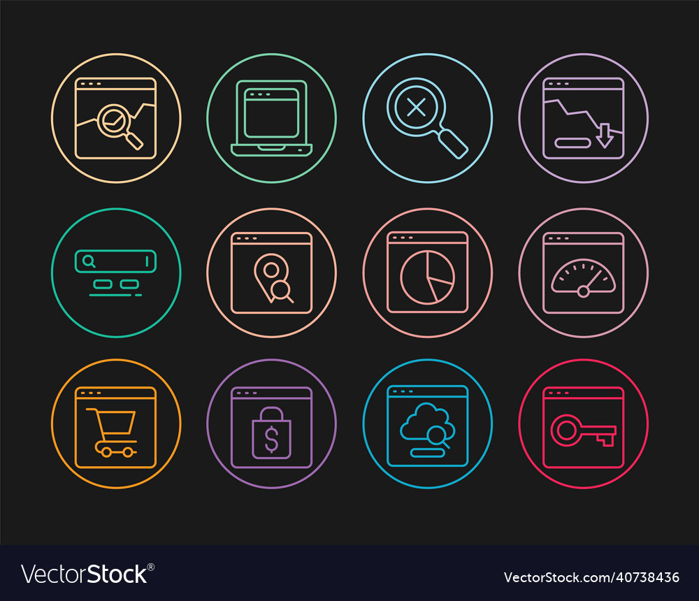 Set line secure your site with https magnifying vector image Set line secure your site with https magnifying