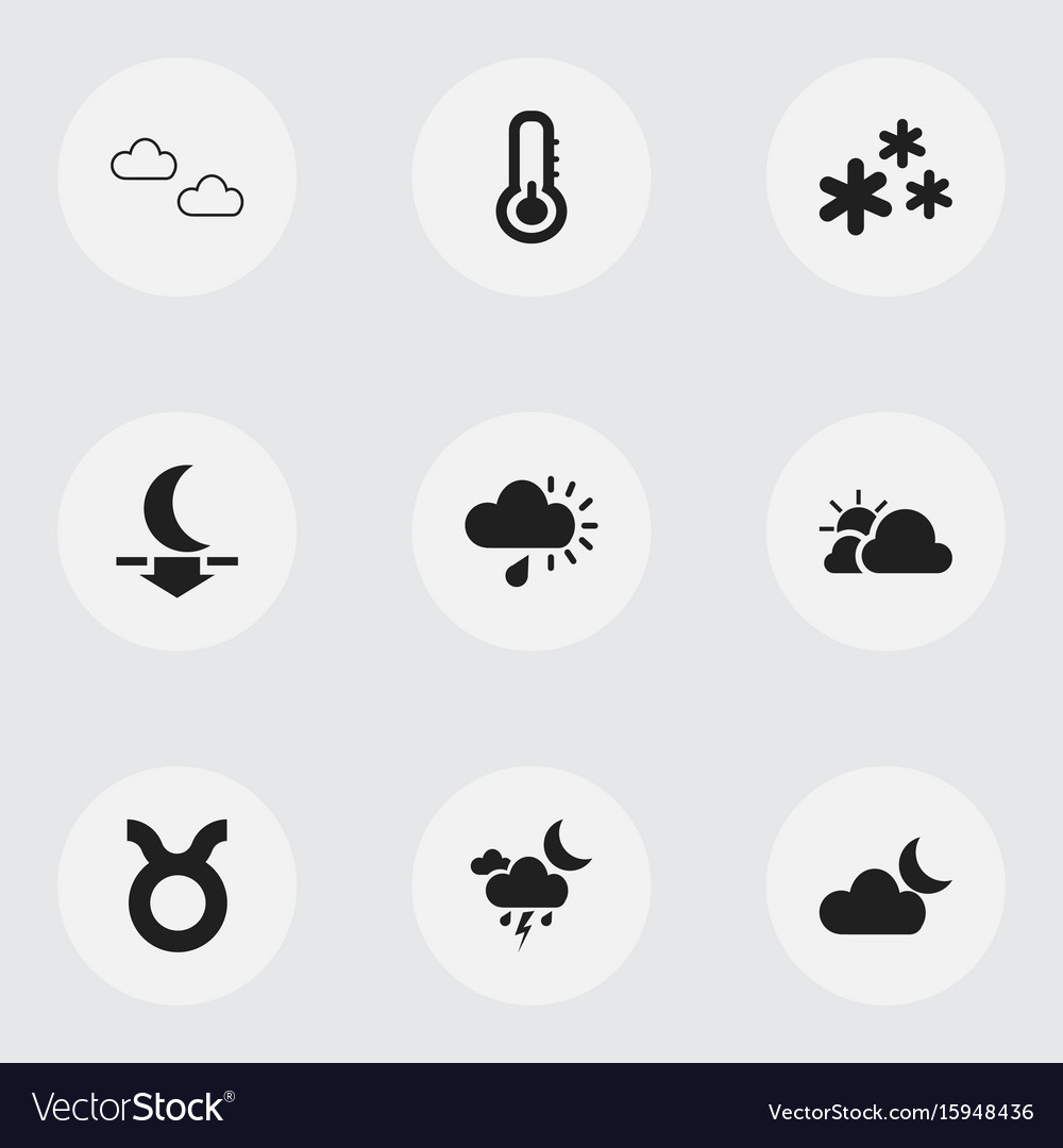 Set von 9 bearbeitbaren Wettersymbolen enthält Symbole