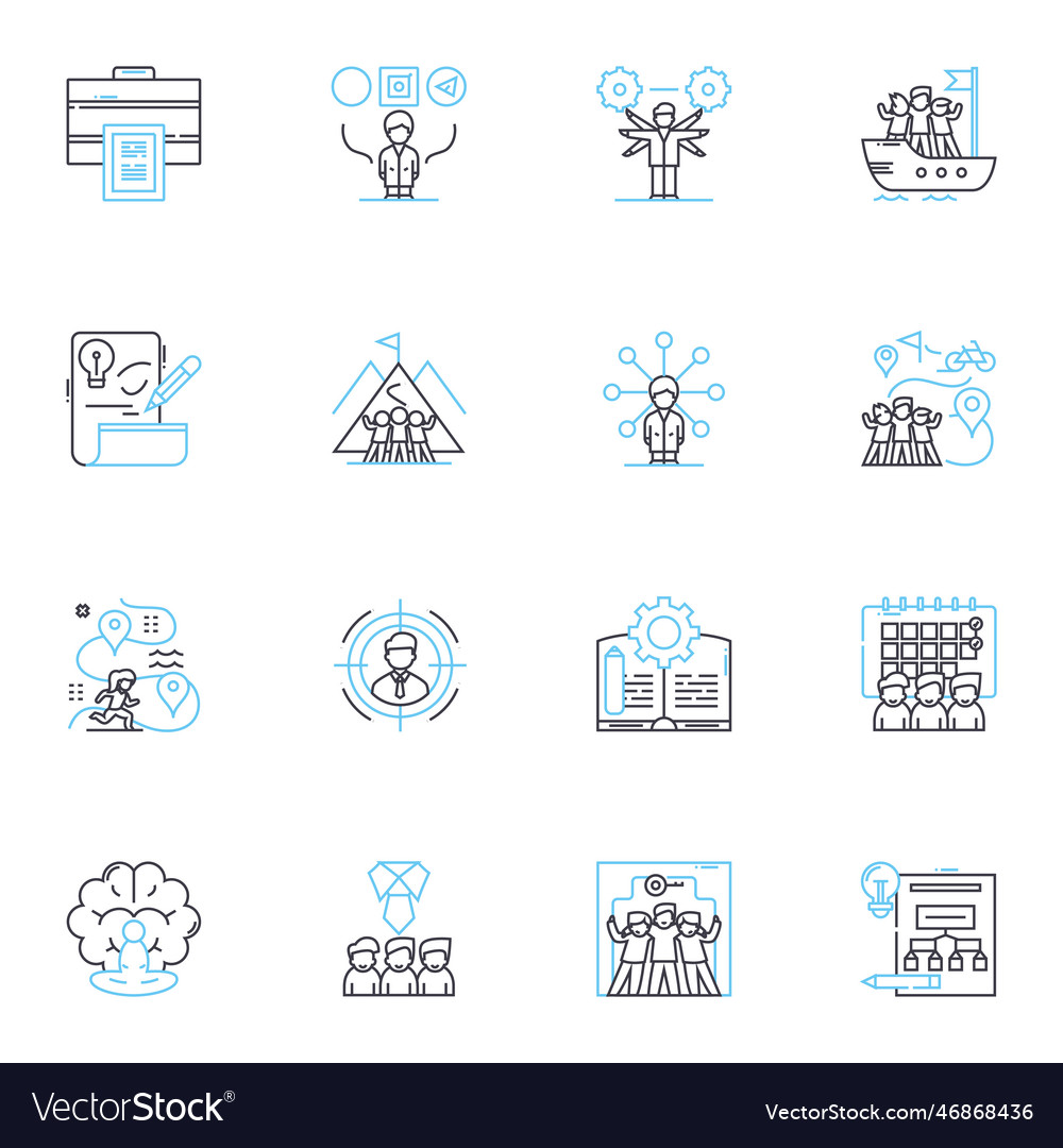 Task completion linear icons set finish Vector Image Task completion linear icons set finish