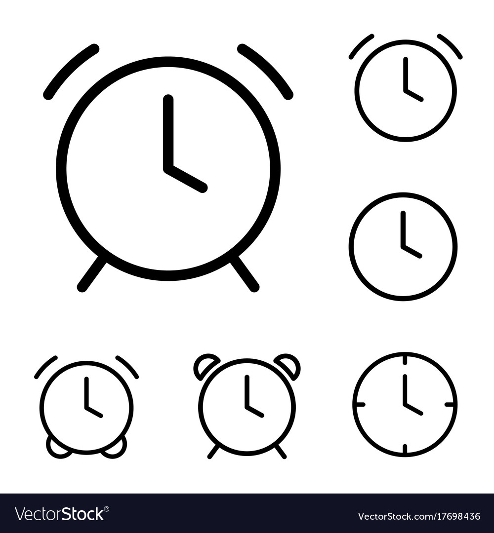 Thin line clock alarm icons