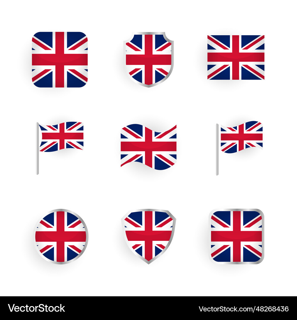 United kingdom flag icons set Royalty Free Vector Image