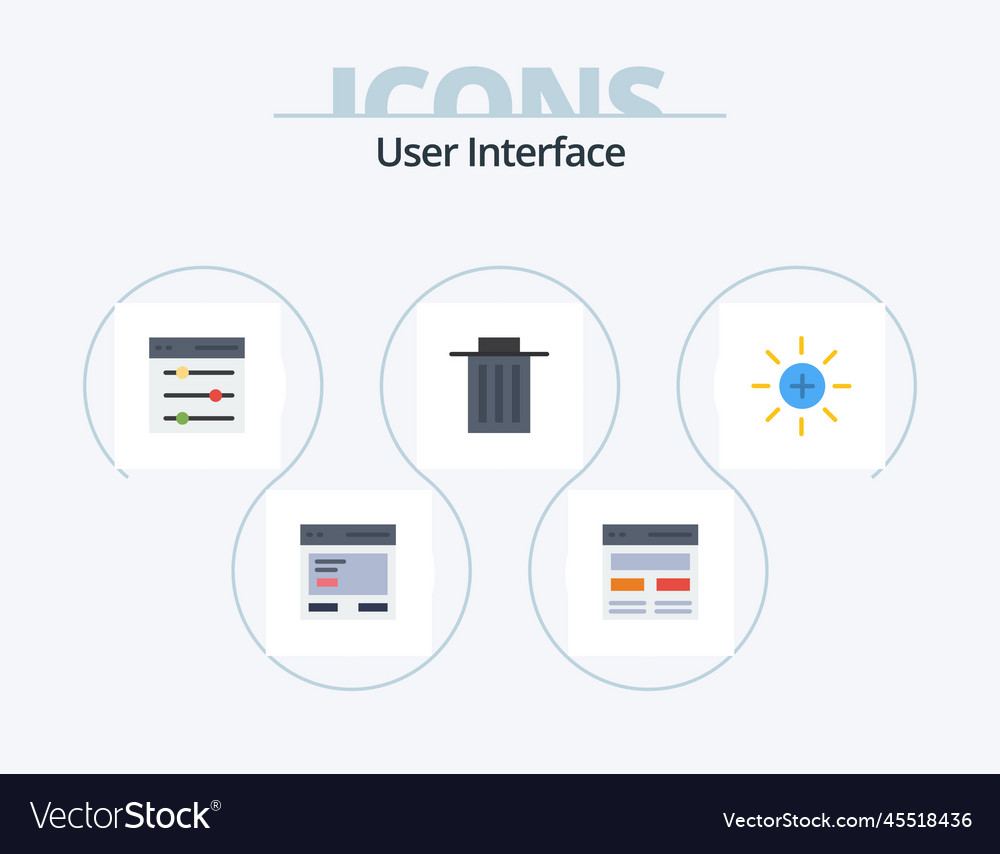User interface flat icon pack 5 design trash