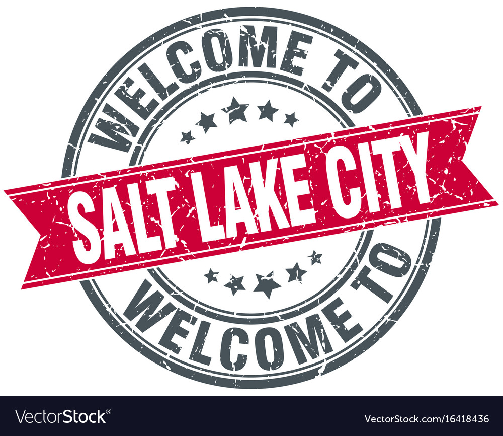 Welcome to salt lake city red round vintage stamp