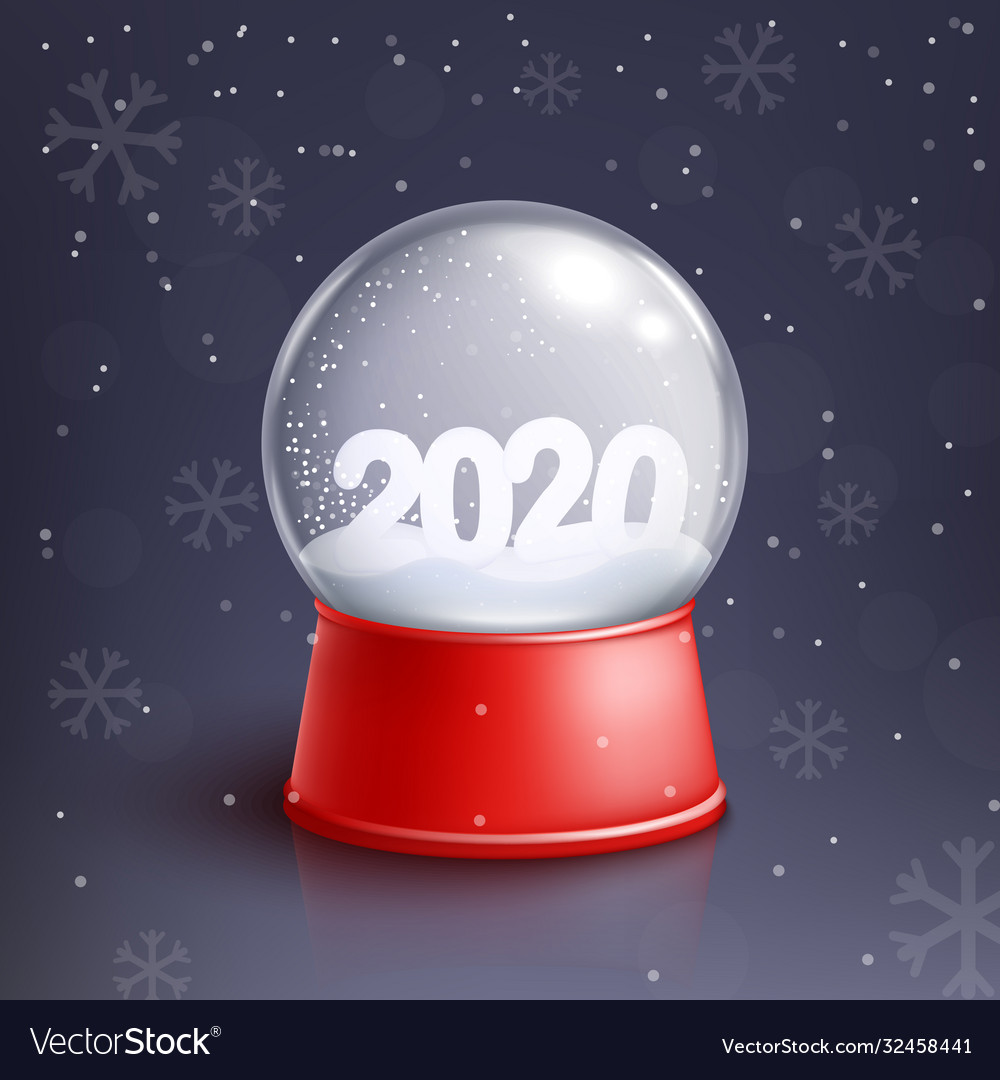 2020 snow globe - happy new year greeting card Vector Image