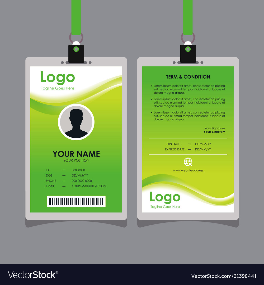 Abstract fresh green yellow wave id card design Vector Image