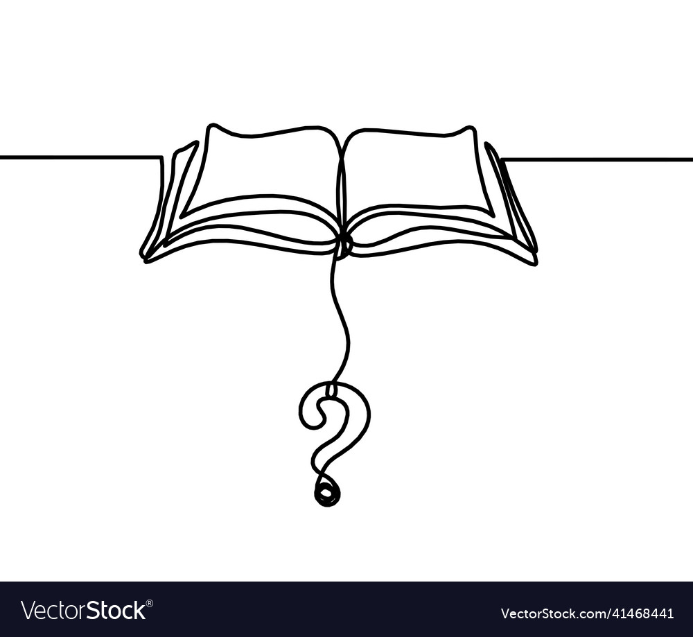 Abstract open book with question mark as line