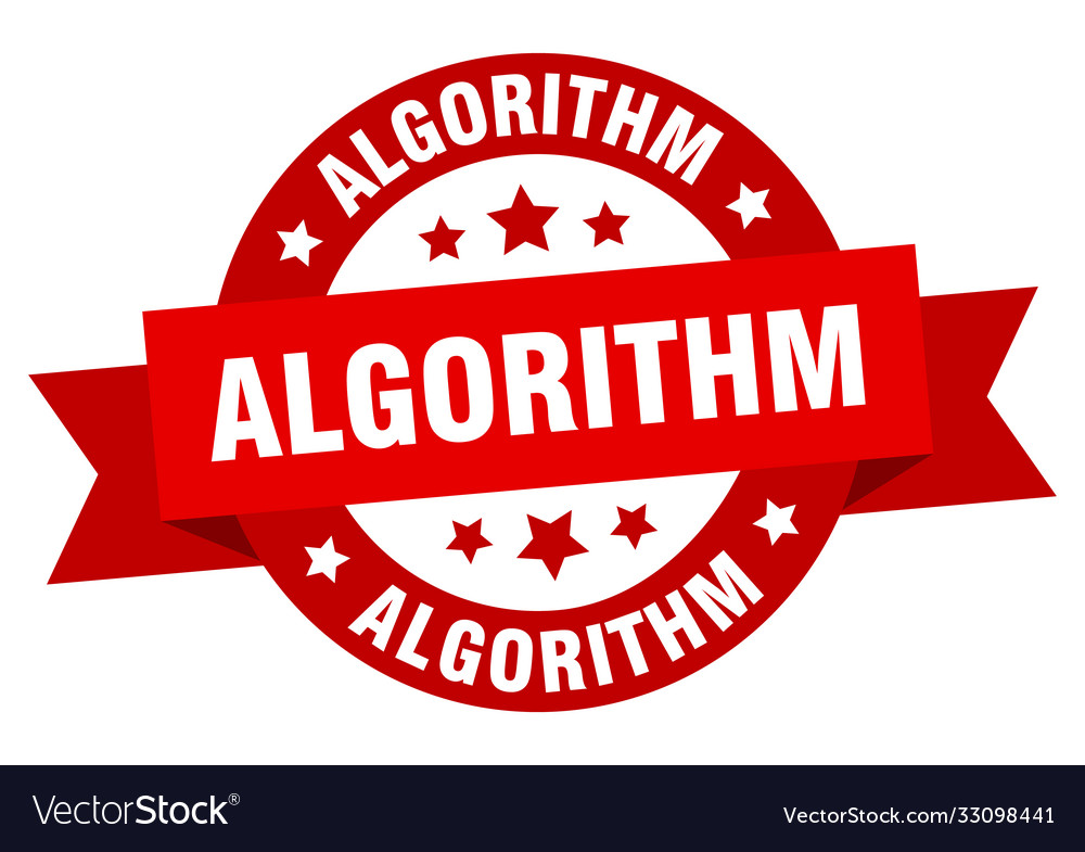 Algorithm round ribbon isolated label