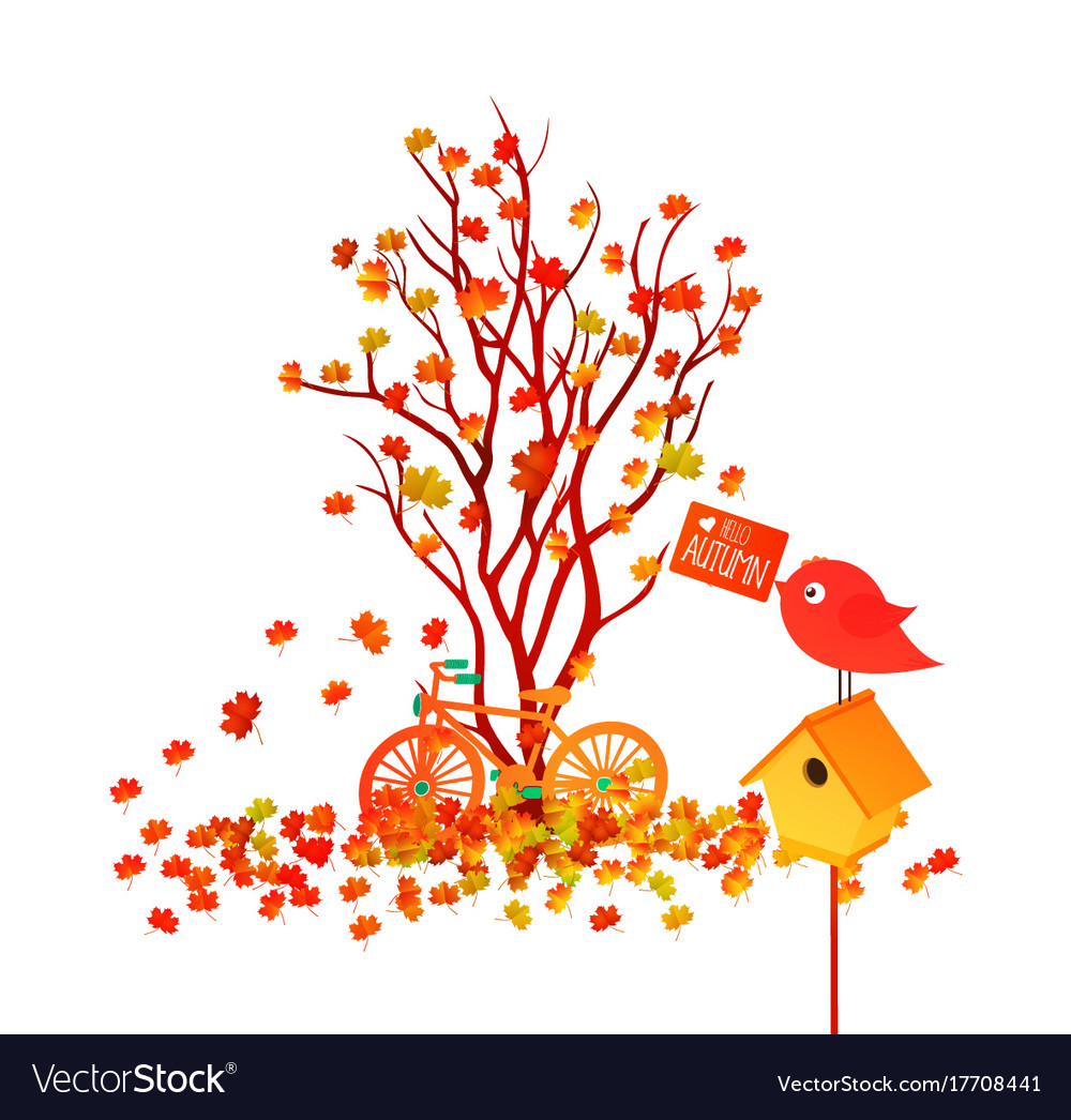 Herbstwald mit fallenden Blättern
