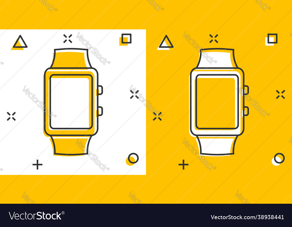 Cartoon watch icon in comic style clock sign