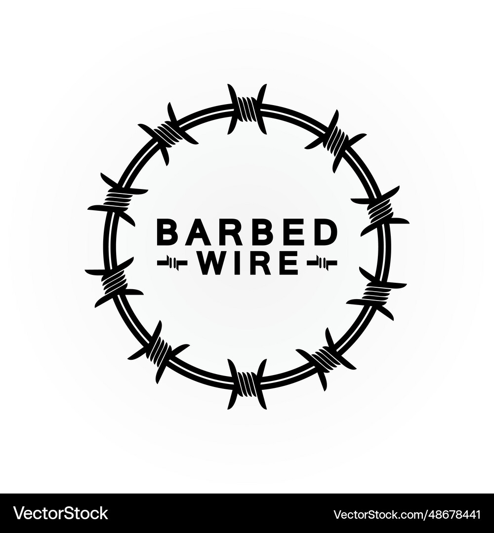 Circle black barbed wire logo design Royalty Free Vector