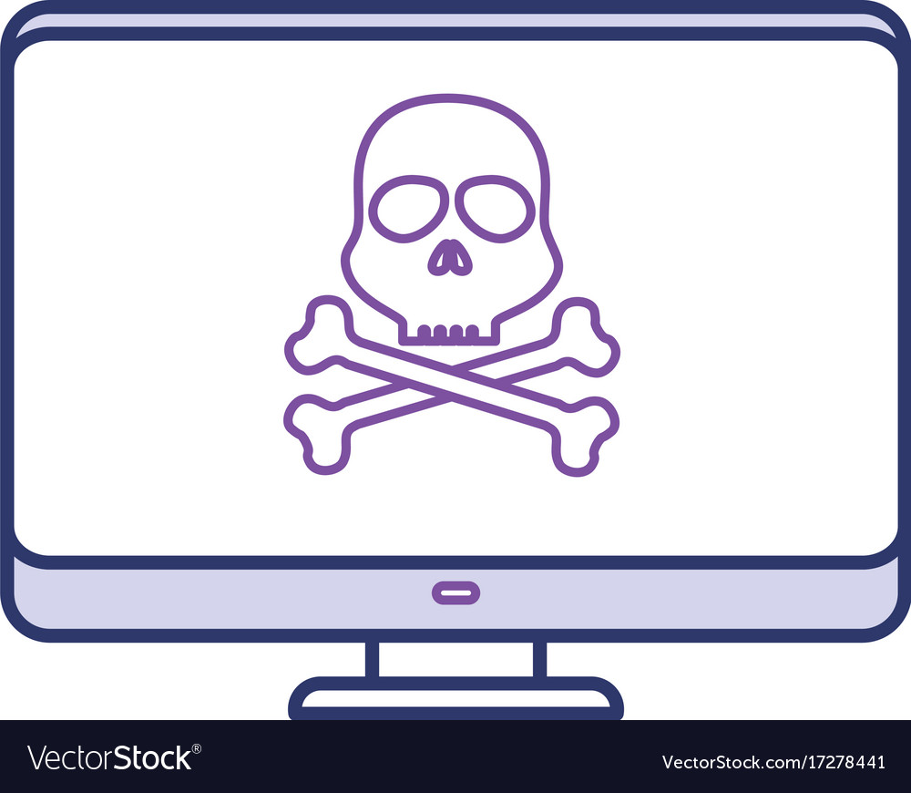 Computer display with skull virus alert