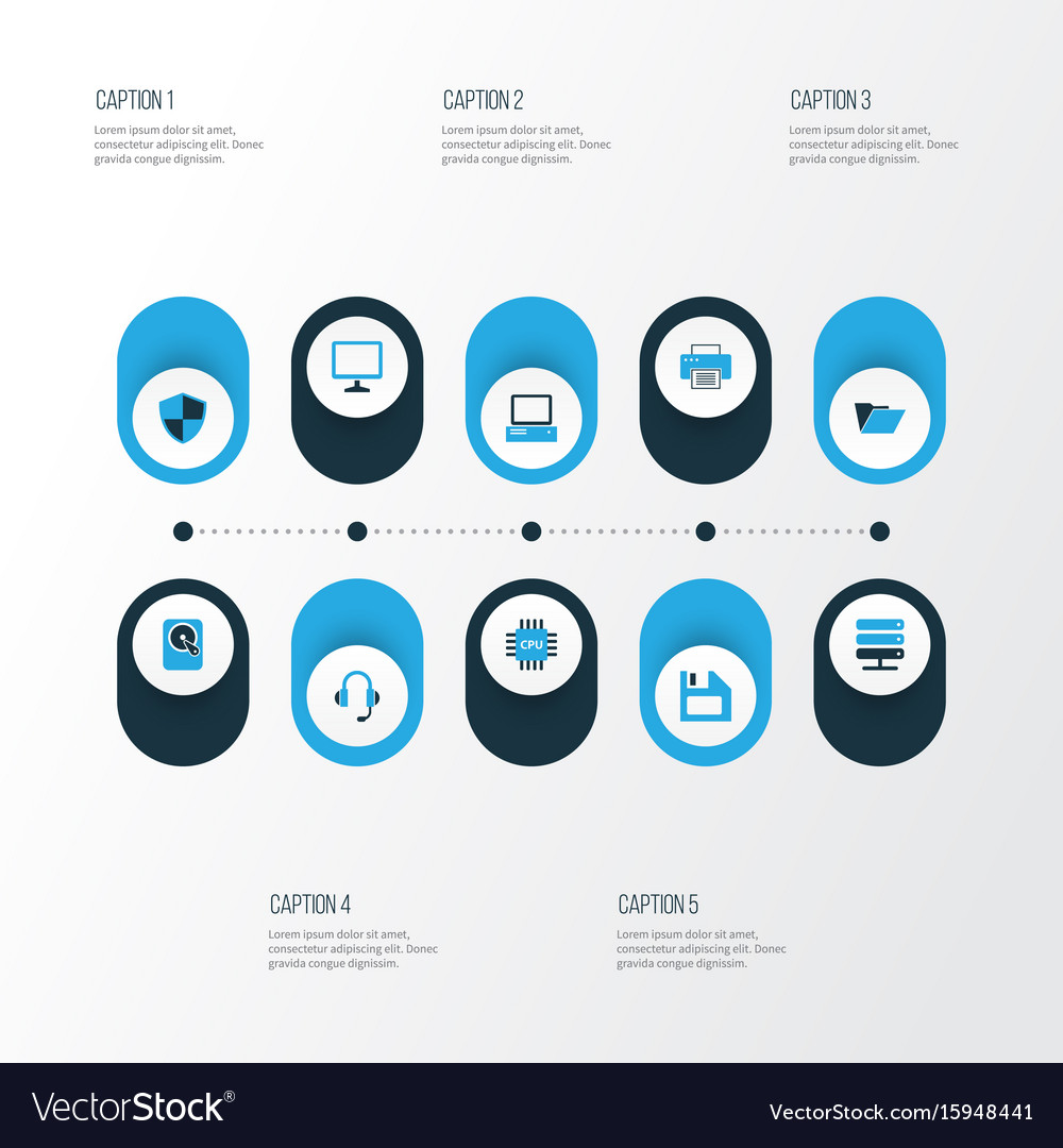 Hardware colorful icons set collection of file