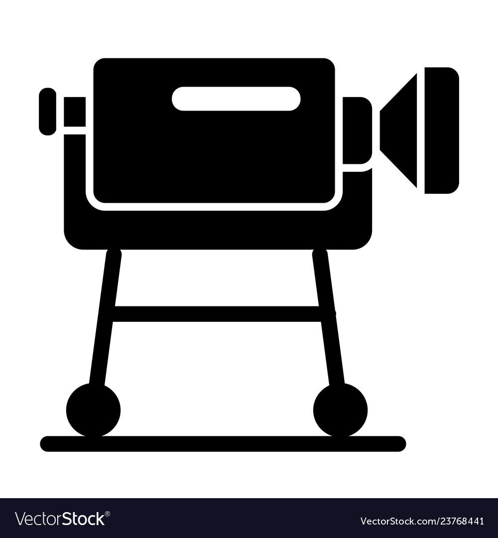 Interview camera on a tripod solid icon video vector image Interview camera on a tripod solid icon video