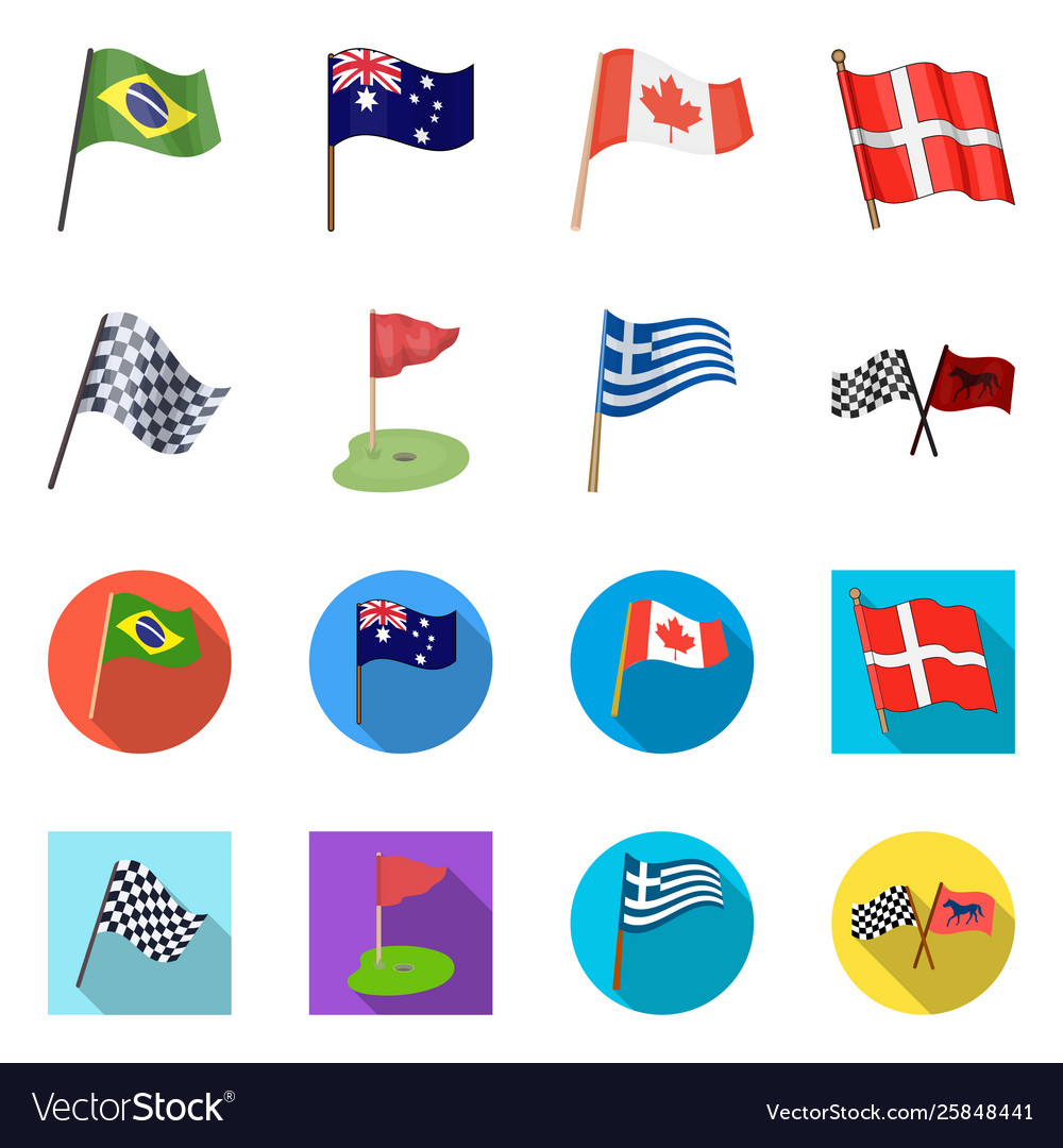 Isolated object world and flag logo set
