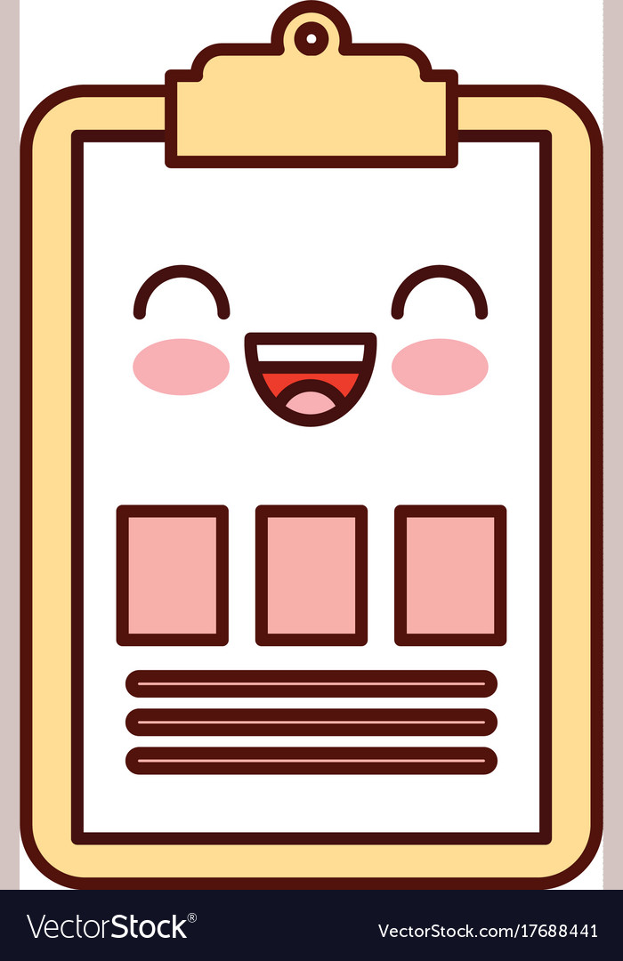 Kawaii clipboard business graph cartoon Royalty Free Vector