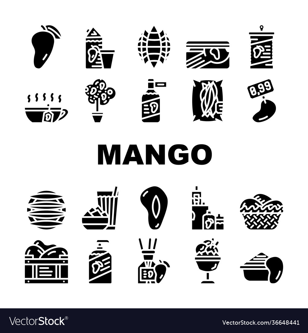 Mango tropical fruit collection icons set