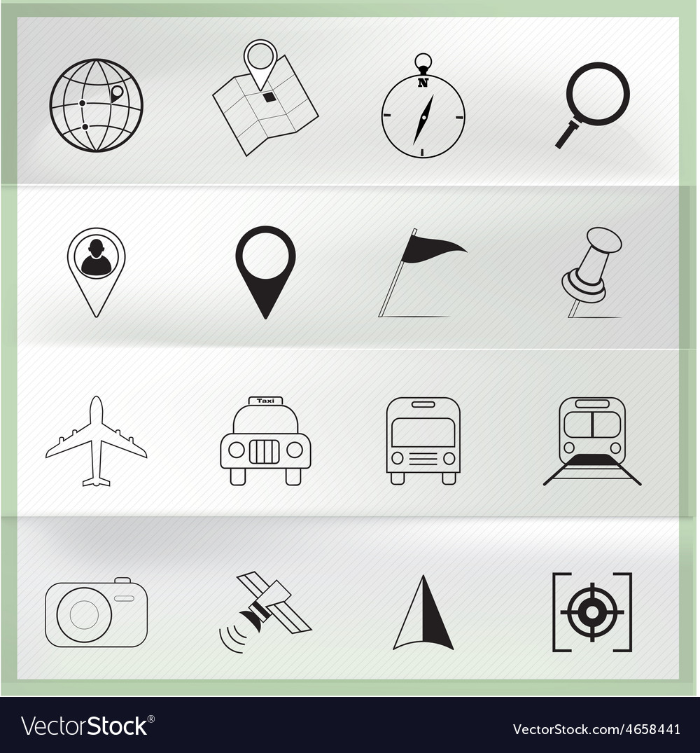 Map and location icons on paper folding