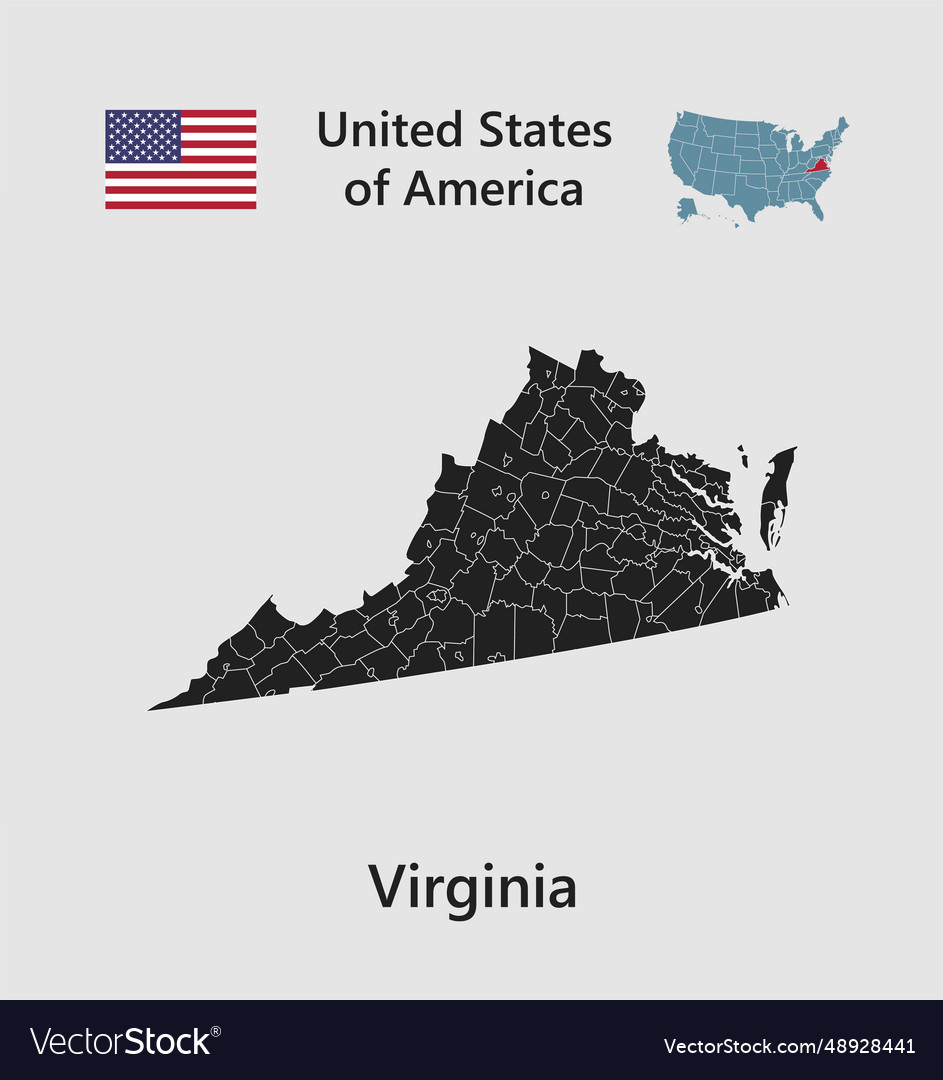 Map state virginia flag and map usa Royalty Free Vector