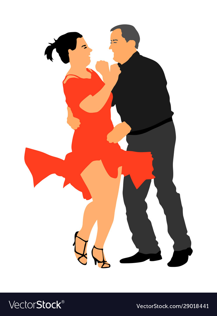 Mature tango dancing couple elegant dancers