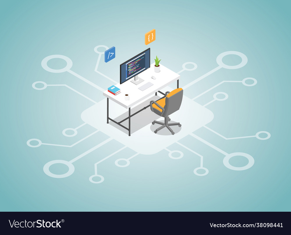 Programming concept with workspace and network