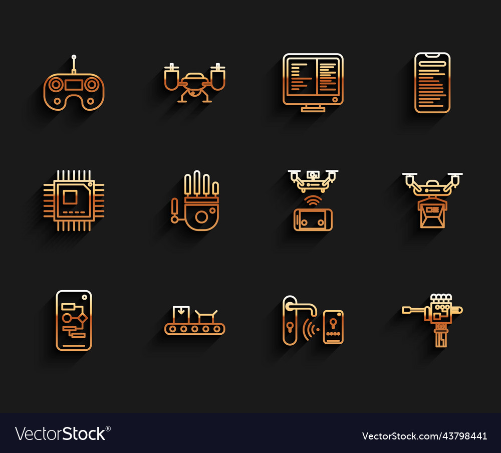 Set line algorithm remote control digital door vector image Set line algorithm remote control digital door