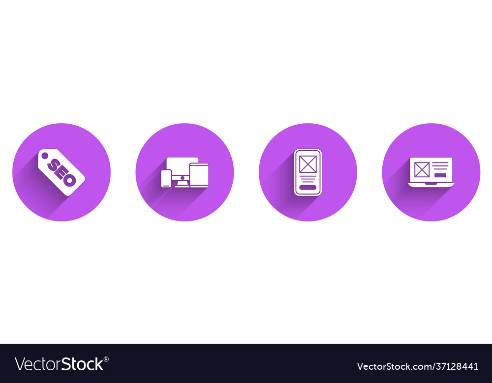Set seo optimization monitor mobile tablet ui vector image Set seo optimization monitor mobile tablet ui