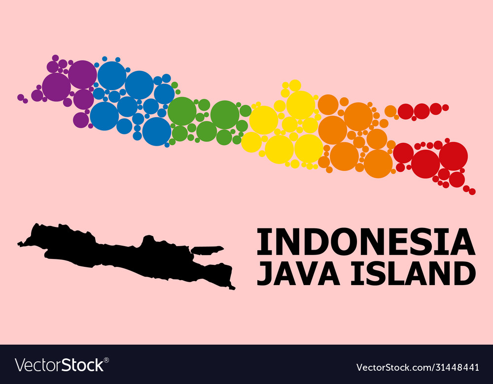 Spectrum mosaic map java island for lgbt Vector Image Spectrum mosaic map java island for lgbt