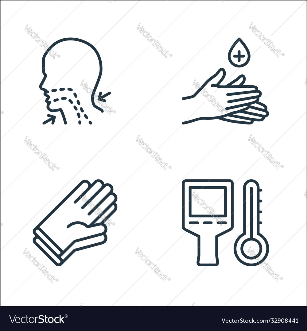 Stop virus line icons linear set quality vector image Stop virus line icons linear set quality
