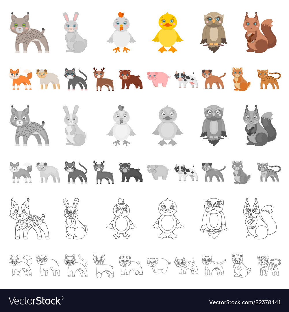 Spielzeug Tiere Cartoon Icons in Set-Sammlung