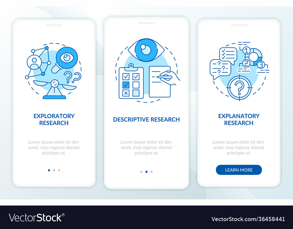 Types scientific research onboarding mobile Vector Image