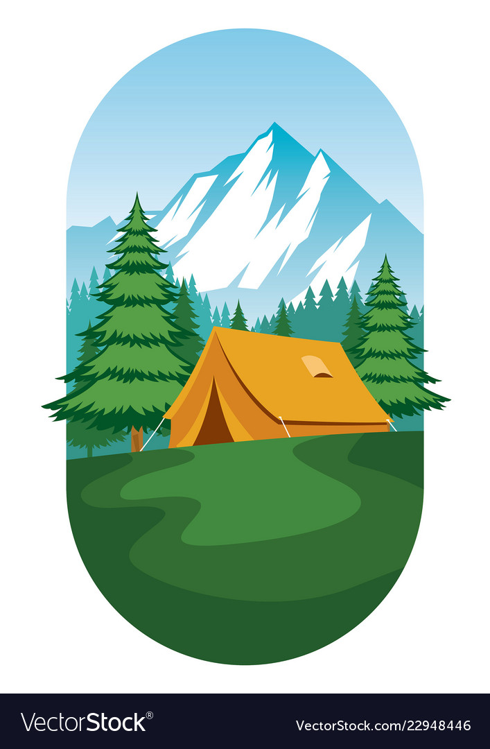 Camping ground design flat Royalty Free Vector Image