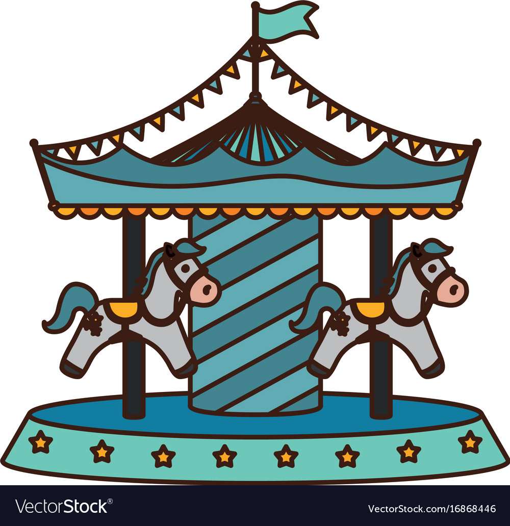 Carrousel circus cartoon Royalty Free Vector Image