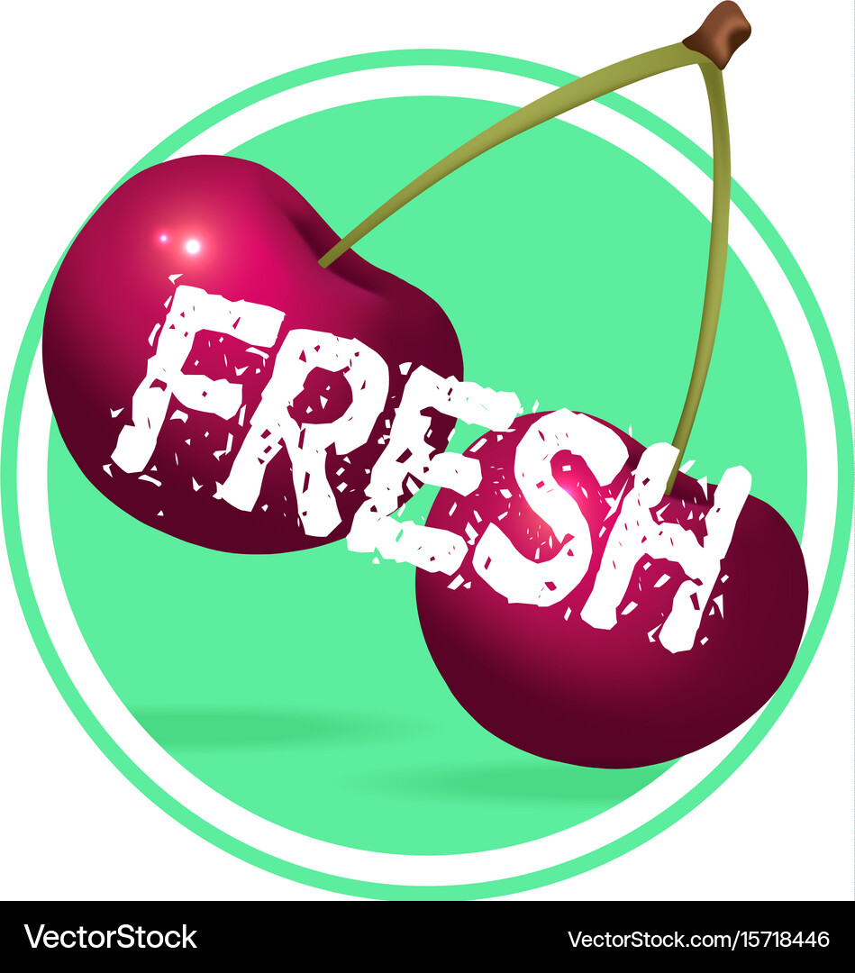 Cherry drink label design berries juice sticker Vector Image