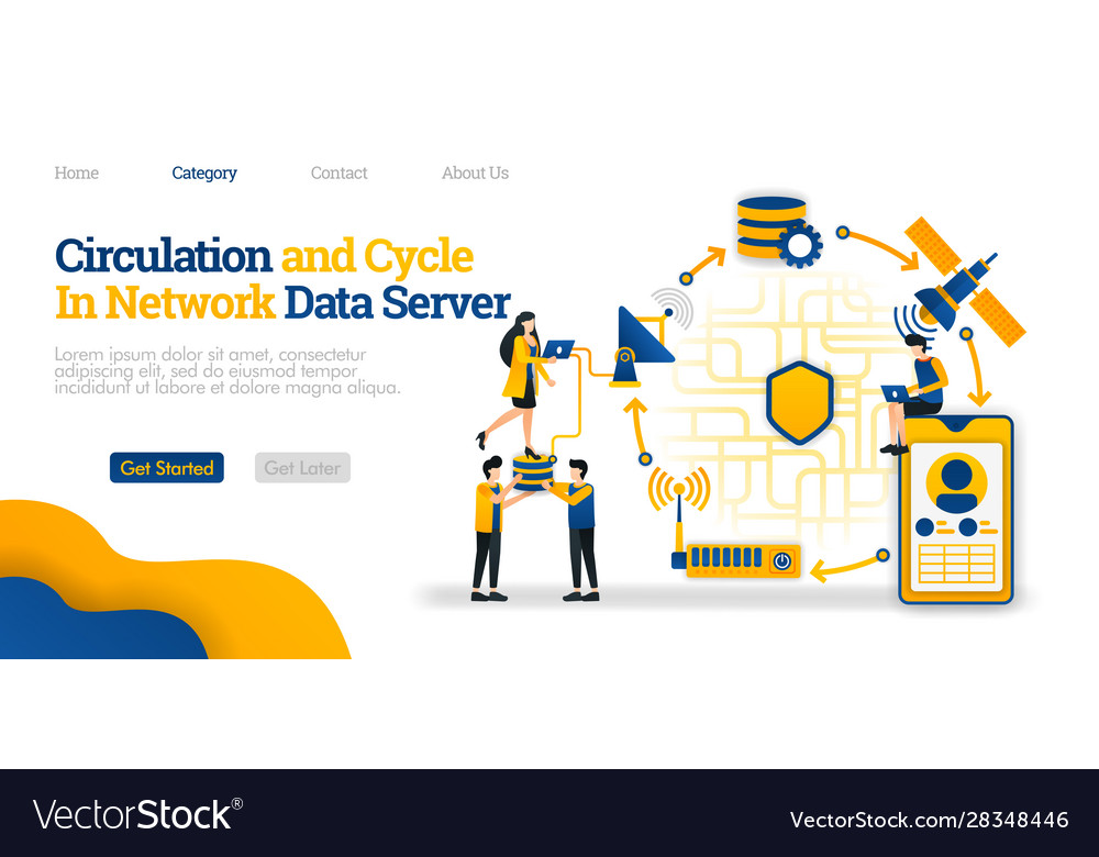 Circulation and cycle in data server overview vector image Circulation and cycle in data server overview